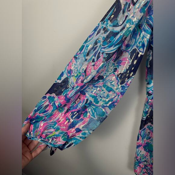 NWT Lilly Pulitzer Myri Romper Caught Up Brigit Navy Size Large - Picture 4 of 10